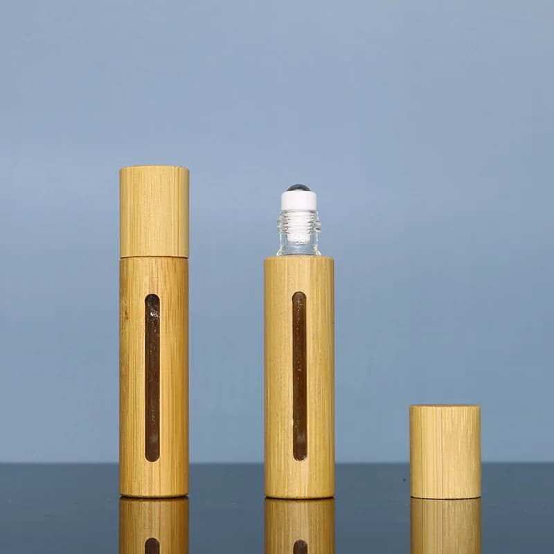 Bouteille fendue d'huile essentielle avec bouchon en bambou naturel, bois Mars, perle de marche, fenêtre, pad-embouteillage de nouilles, rouleau à rouler, 3ml, 5ml, 10ml