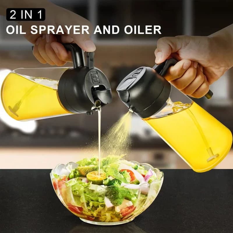 Pulvérisateur d'huile cuisine huiles d'olive vaporisateur bouteille 2 en 1 maison cuisine Air friteuse Spray Camping barbecue cuisson pulvérisateur d'huile bouteille en plastique