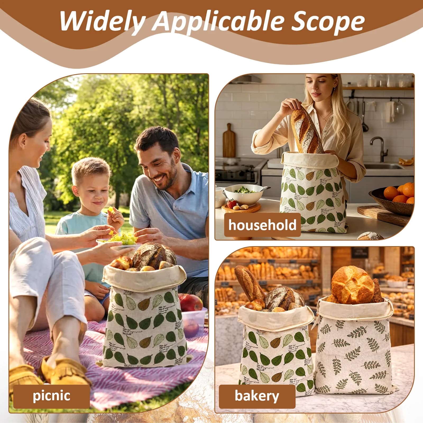 Sacs à pain en lin et cire d'abeille, réutilisables, de qualité alimentaire, pour sandwichs, pour conserver la fraîcheur du pain, pour pain à la levure maison, 2 pièces