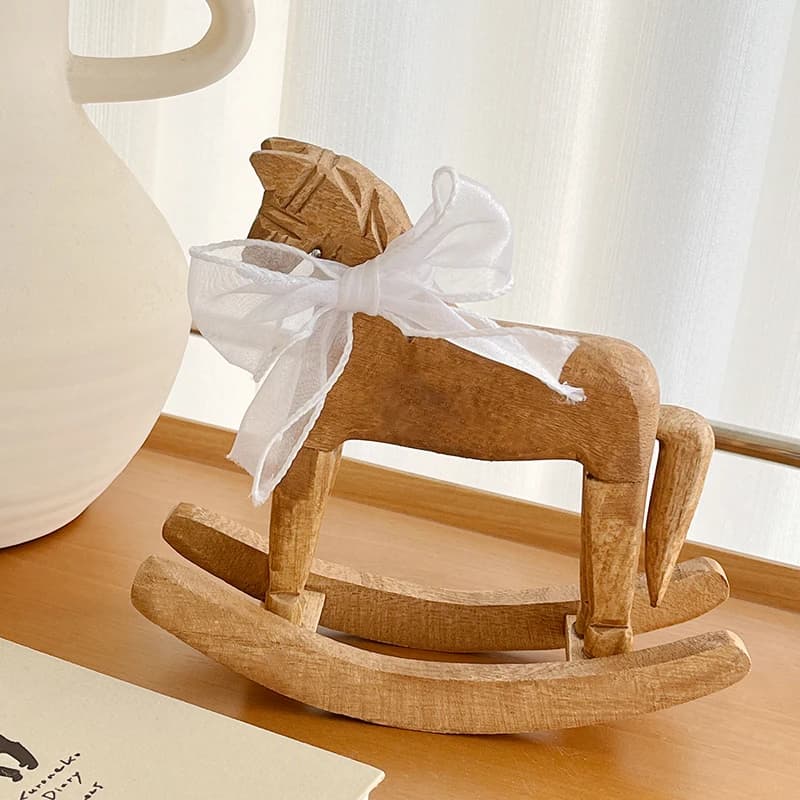Série de chevaux en bois sculptés à la main, cheval à bascule rétro, décoration de bureau, ornement, cadeau commémoratif pour amis