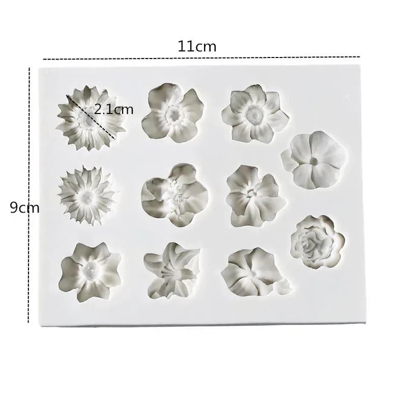 Mini moules créatifs mignons en forme de fleurs de roses de tournesol, moule en Silicone pour gâteau, différentes combinaisons de fleurs, outils de moule à chocolat à faire soi-même