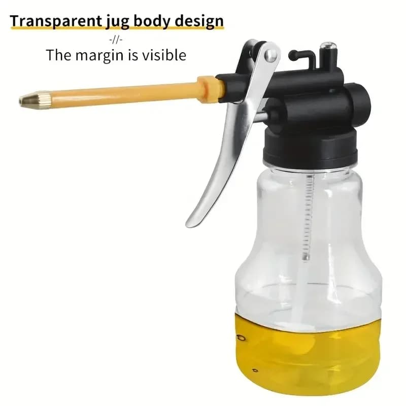 Nouvelle Bidon d'huile transparente de 250 ml, Pistolet à graisse à pompe haute pression en plastique pour lubrification