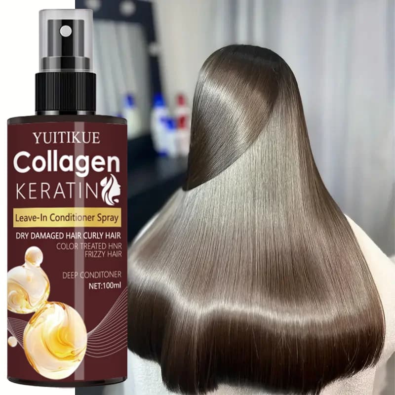 La spray capillaire au collagène et à la kératine nourrit les racines des cheveux, le massage du cuir chevelu, répare les cheveux, solution de soin capillaire à contrôle de l'huile