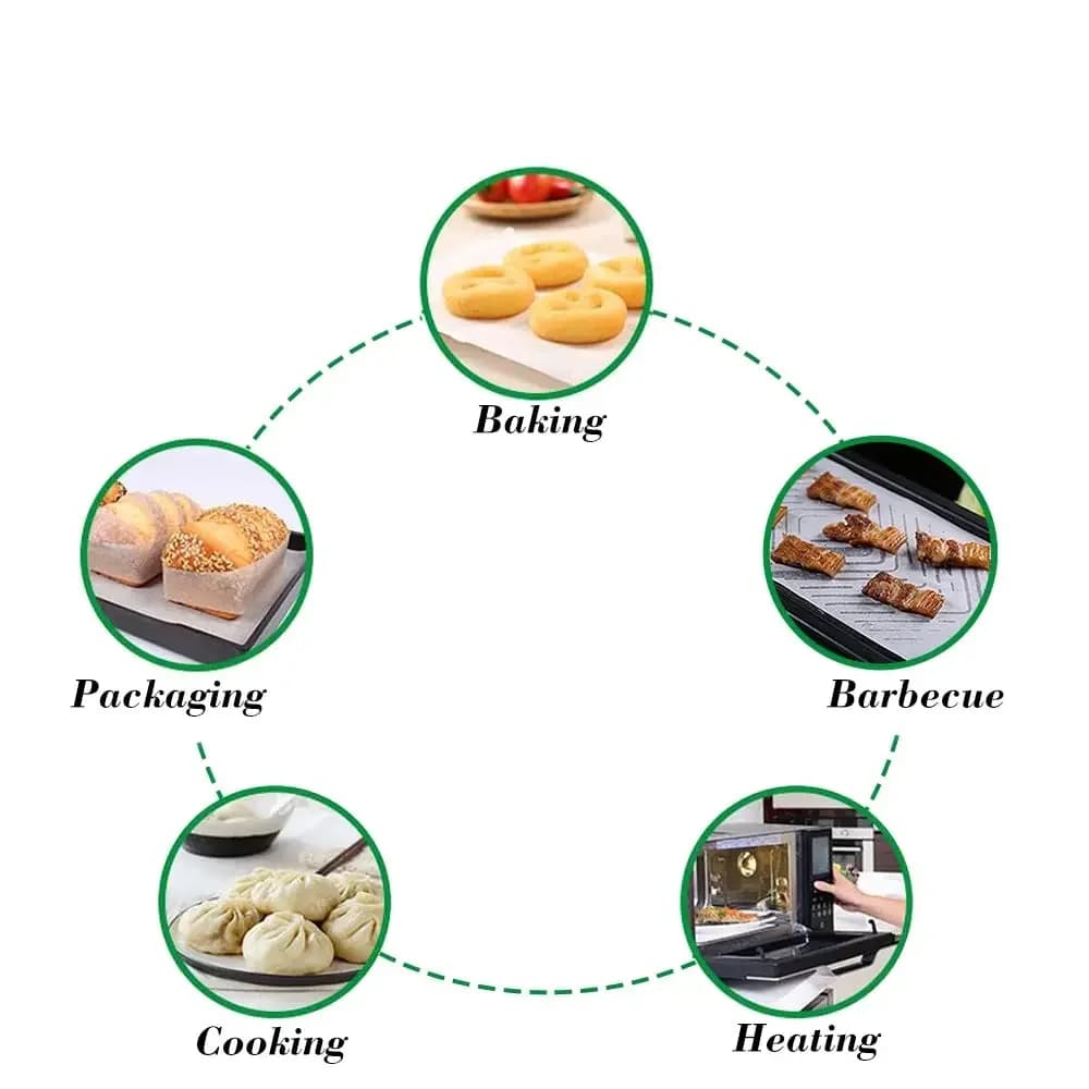 Feuilles de cuisson en papier parchemin, parchemin de cuisson antiadhésif prédécoupé, pour la cuisson des grillades, friteuse à air, tasse à pain à la vapeur, biscuits à gâteaux