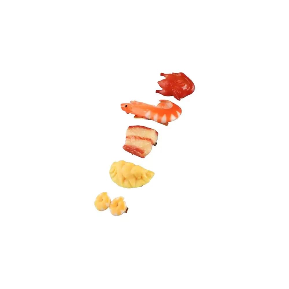 Barrettes et pinces à cheveux pour femmes, style coréen, motifs calmar, rouleaux de bœuf, dumpling, ventre de porc, crevettes Kewei, fast-food