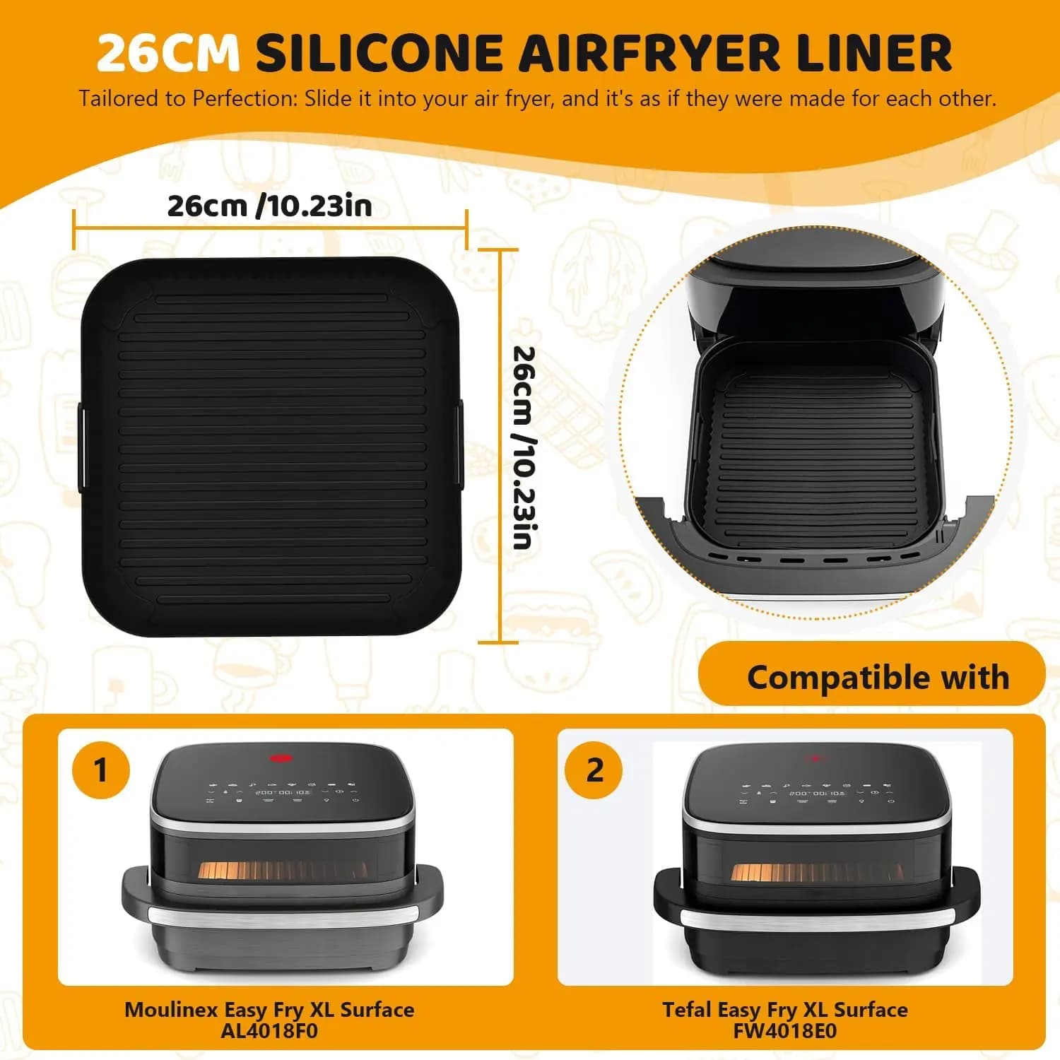 Moule de friteuse à air en silicone, moules en silicone pour friteuse à air pour surface Tefal Easy Fry XL, récipient de friteuse à air en plateau en silicone