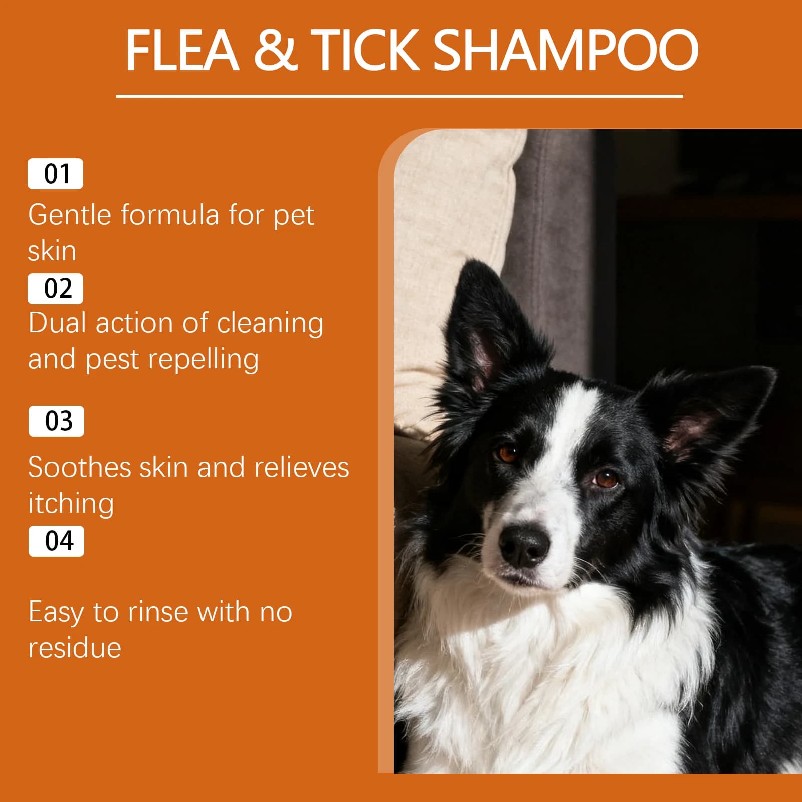 Shampoo anti-puces et anti-tiques - Nettoie en douceur et élimine les odeurs