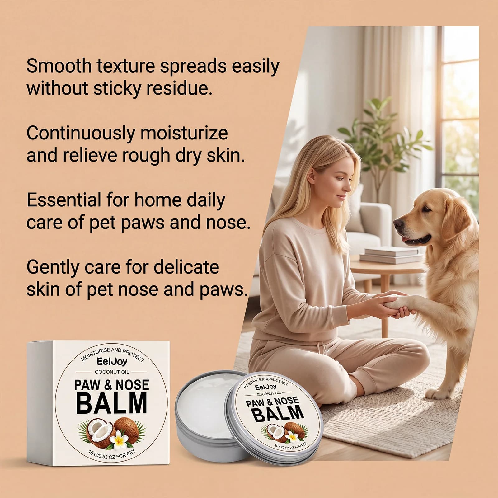 Baume pour pattes et nez de chat et de chien, parfum coco, protecteur naturel des pattes, hydratant, apaisant pour les pattes gercées, nourrissant, soin des pattes de chat et de chien à base de coco