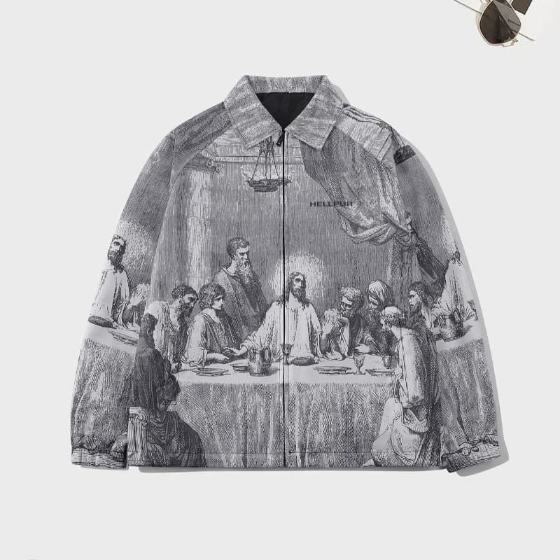 Nouvelles vestes décontractées fines à imprimé style peinture à l'huile pour homme