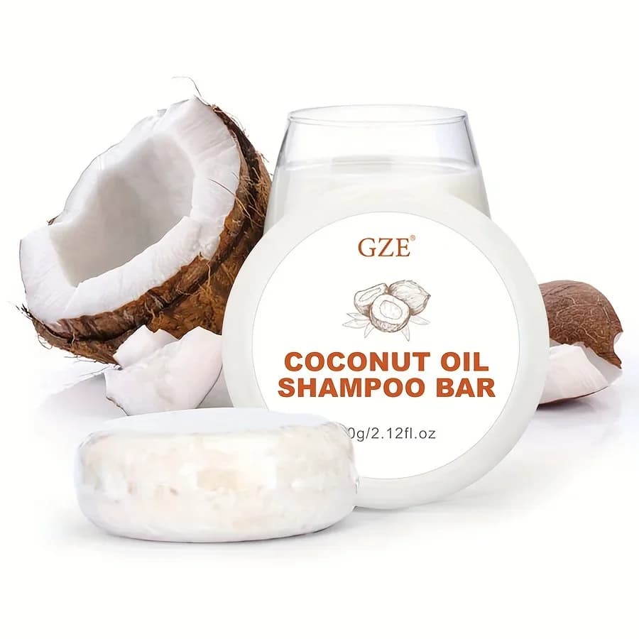 Barre de shampoing à l'huile de coco GZE, shampoing à barre hydratante pour cheveux secs