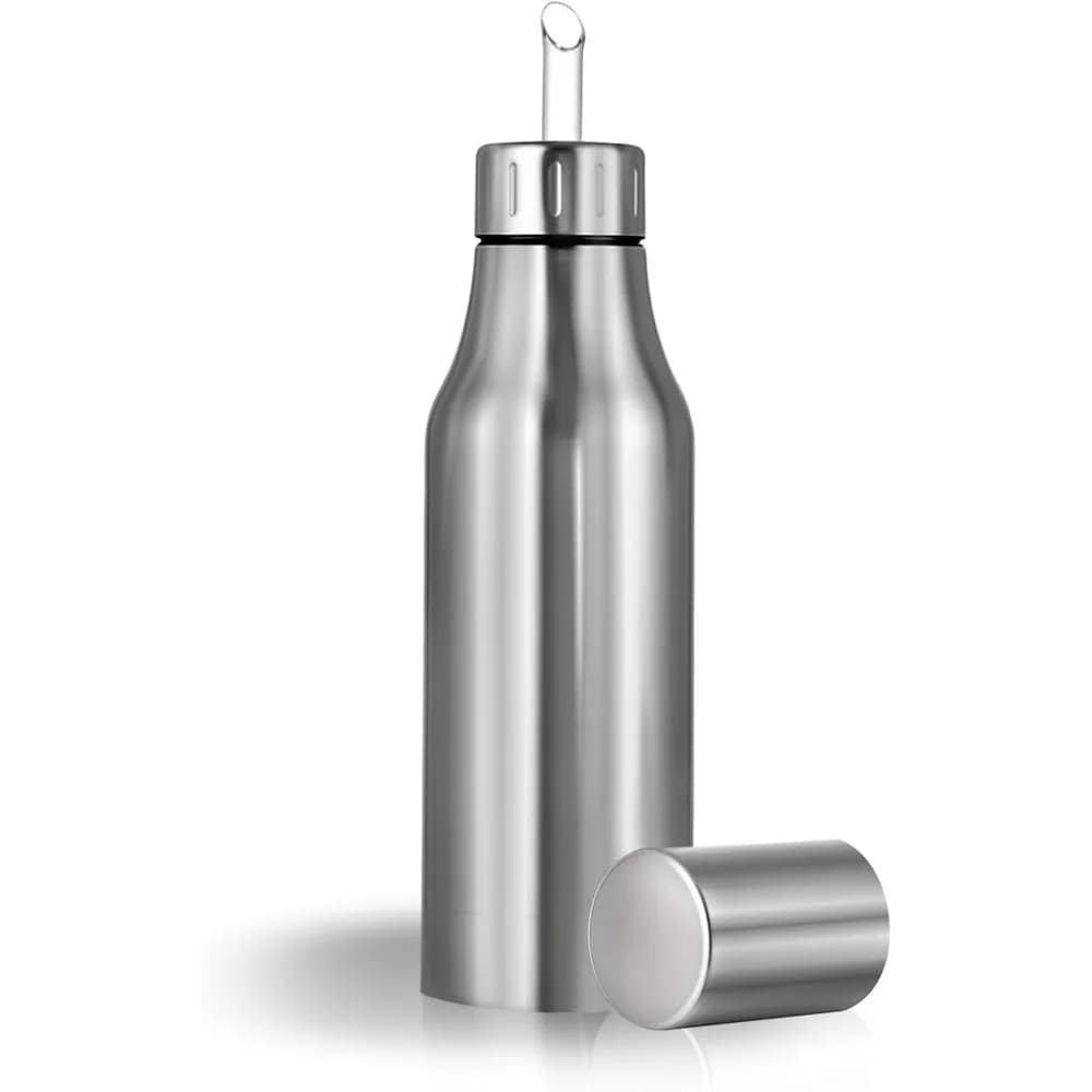 Bouteille distributrice d'huile en acier inoxydable, carafe d'huile d'olive anti-fuite pour une cuisine, une huile d'olive et des liquides de cuisine