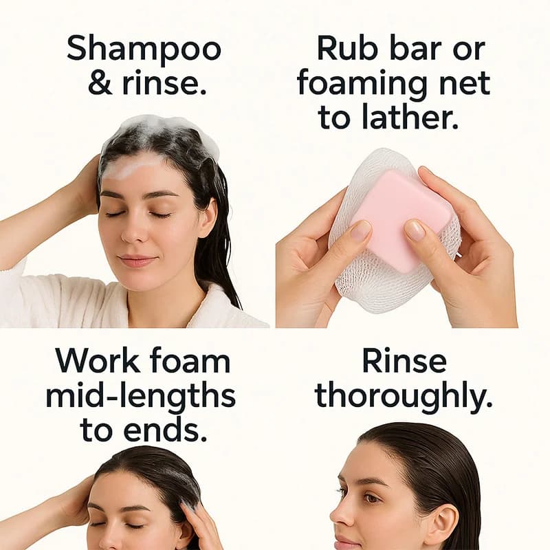 Barre de savon revitalisante à l'huile de ricin, shampoing solide hydratant et nourrissant, soin renforcé des racines des cheveux, pour cheveux secs, crépus et endommagés