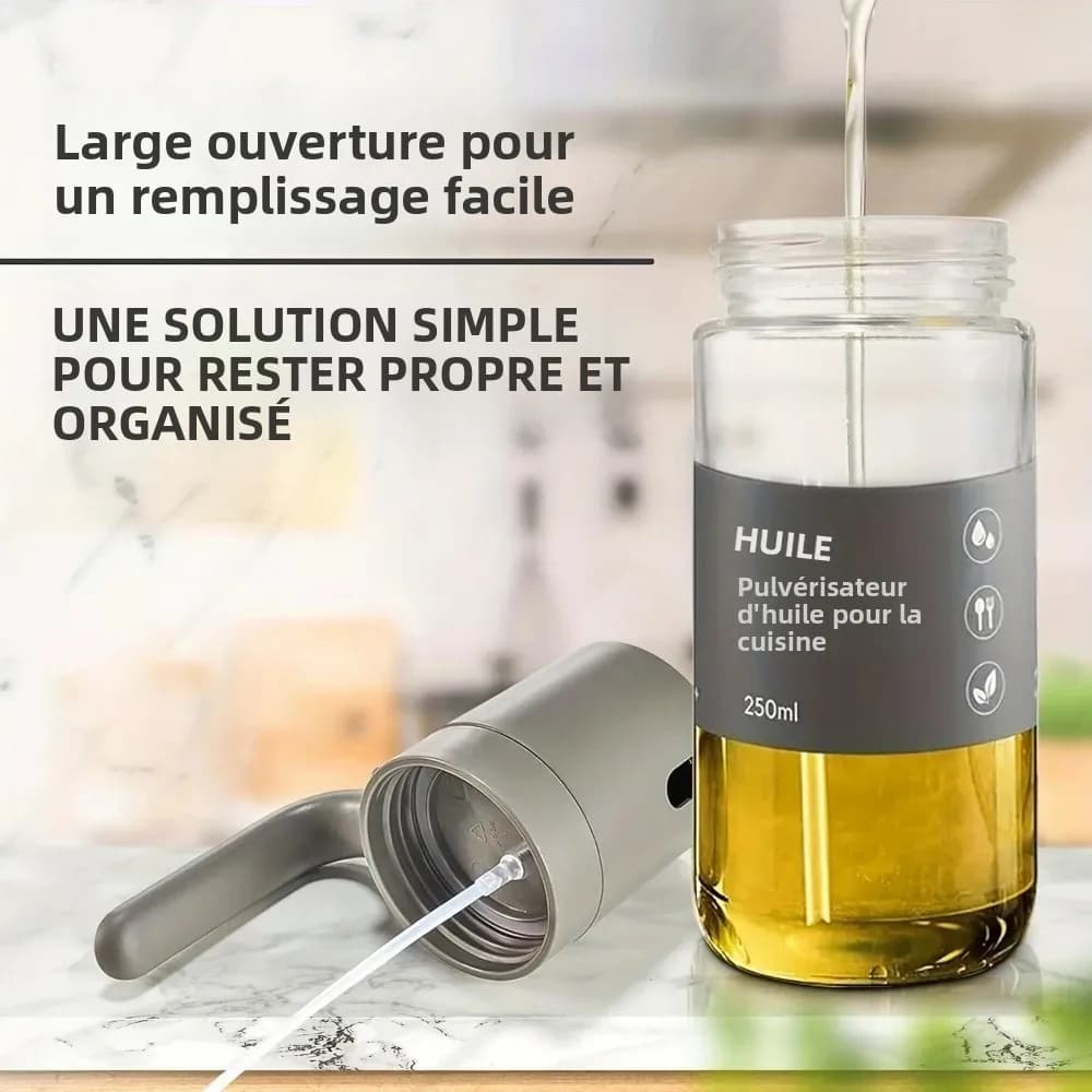 Pulvérisateur d'huile en verre pour friteuse à air – Distributeur d'huile d'olive 2-en-1, bouteille vaporisateur de cuisson à fine brume, pulvérisateur d'huile rechargeable anti-fuite