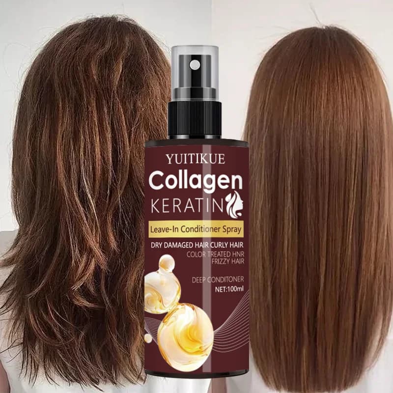 La spray capillaire au collagène et à la kératine nourrit les racines des cheveux, le massage du cuir chevelu, répare les cheveux, solution de soin capillaire à contrôle de l'huile