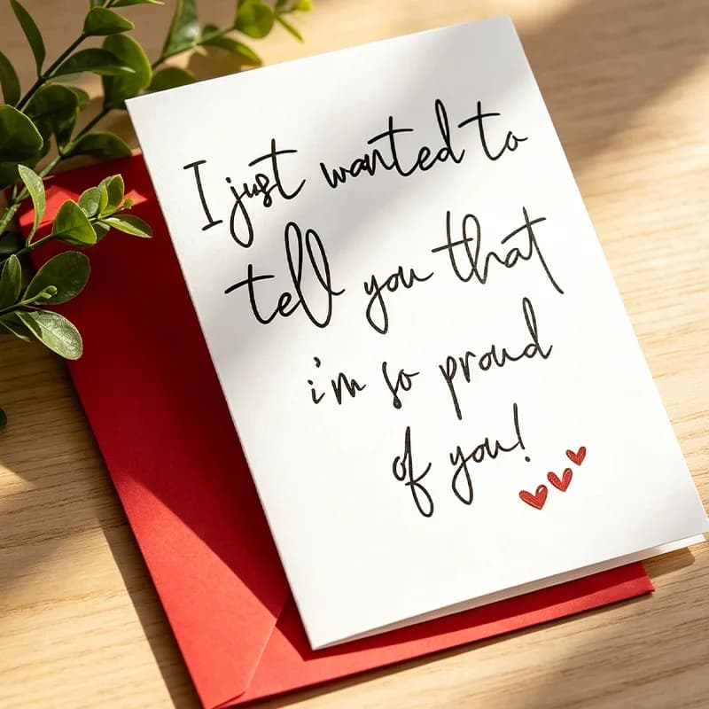 Carte d'encouragement « Je suis si fière de toi » avec enveloppe rouge