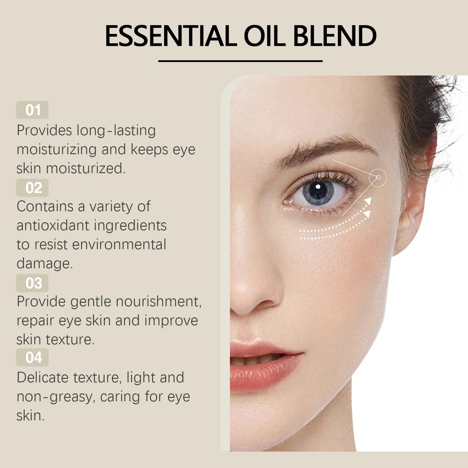 Huile essentielle à bille raffermissante pour les yeux, élimination des cernes, Lifting des rides, réparateur de la peau des yeux, soin hydratant pour les yeux