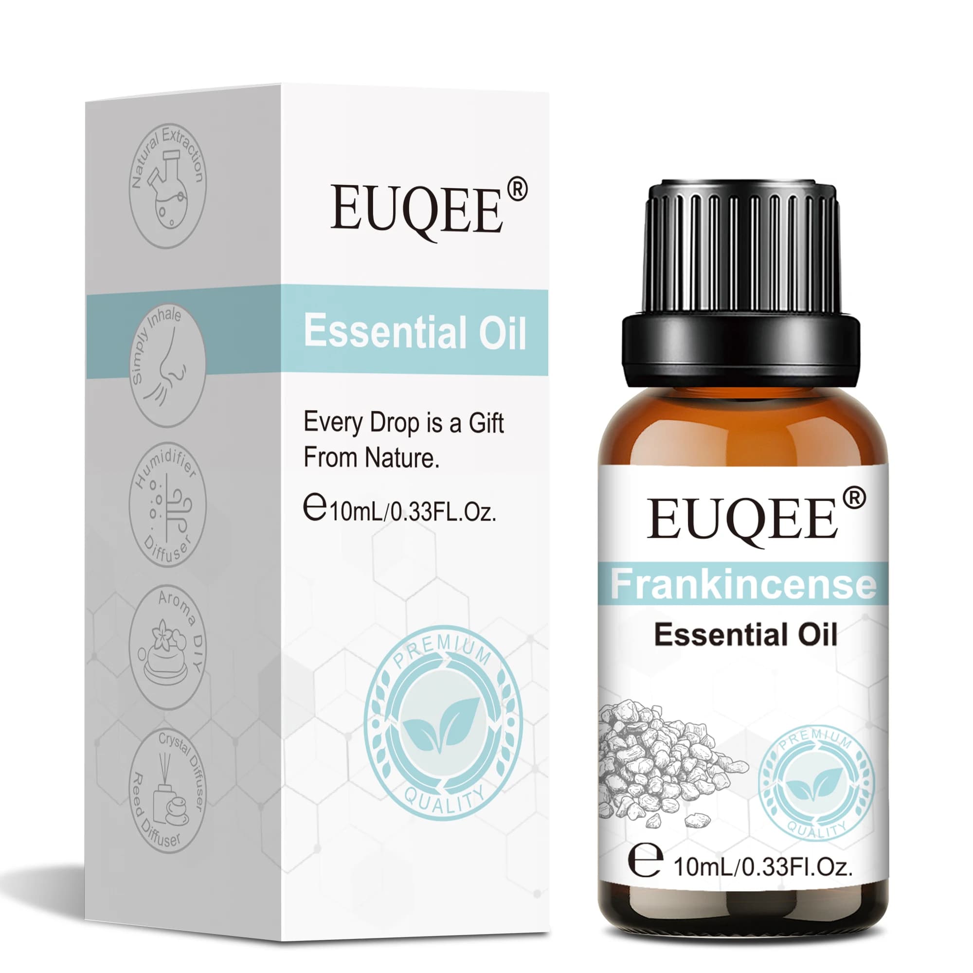 Huile essentielle naturelle de plantes Euqee 10ml 100ml, encens, citronnelle, huile parfumée pour diffuseur et bougie aromatique