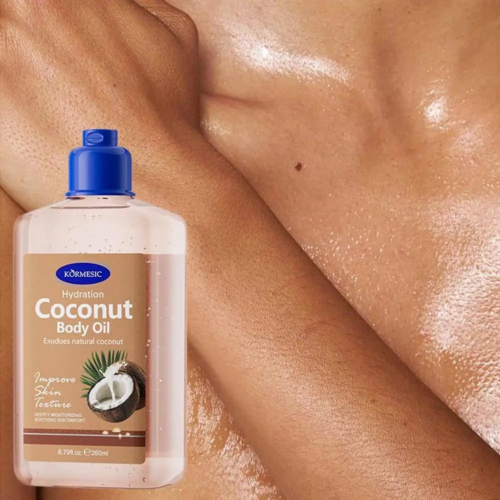 KORMESIC huile corporelle hydratante au noix de coco Massage essentiel dans le corps soins de la peau huile de Massage anglaise huile corporelle J0L1