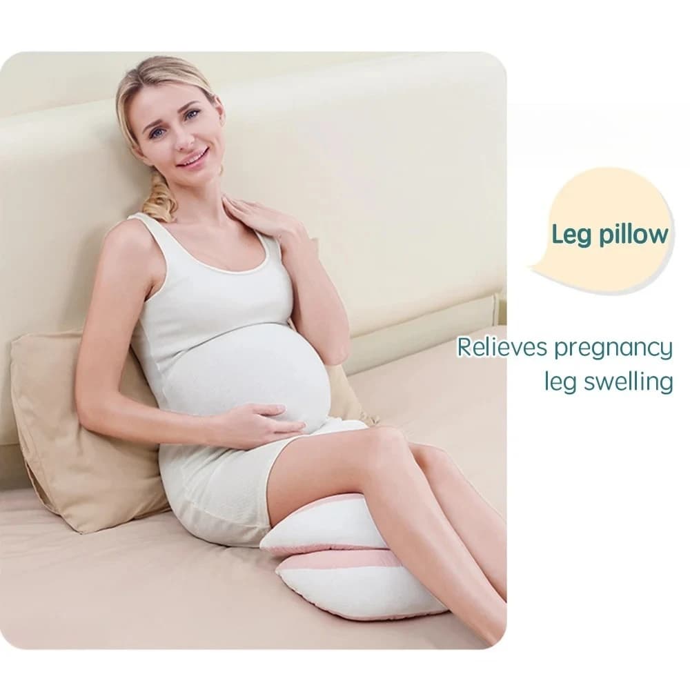 Oreiller de grossesse avec 1 oreiller auxiliaire gratuit, oreiller de soutien de taille en coton pour femmes enceintes, oreiller de couchage pour le corps