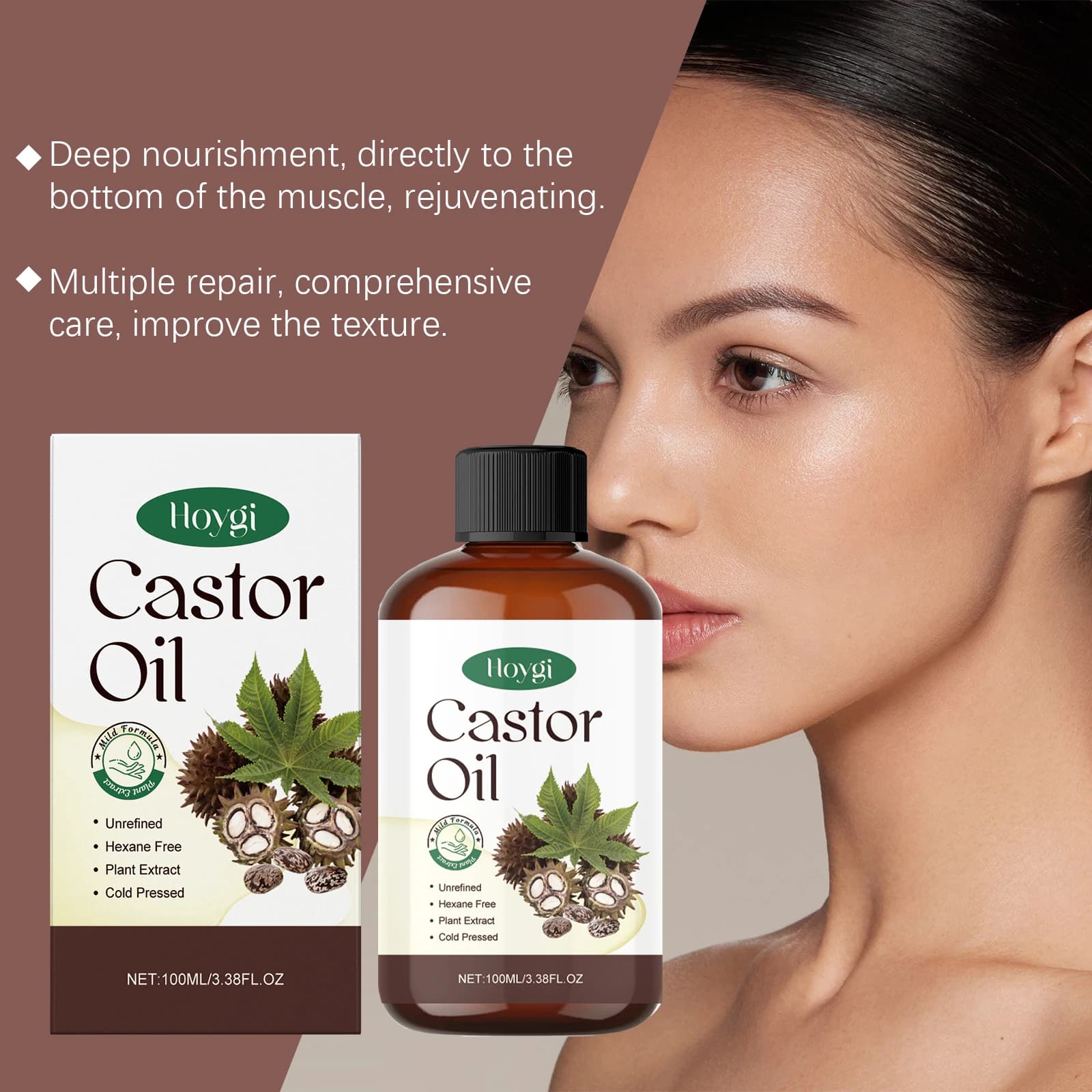 Sérum capillaire à l'huile de ricin biologique, alimentation en profondeur, réparation des racines des cheveux endommagées, perte de cheveux, traitement du cuir chevelu, lissage, soins capillaires