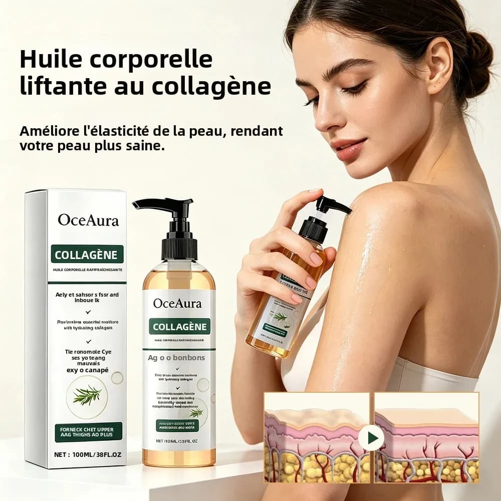 Huile corporelle au collagène OceAura, raffermissante, liftante, hydratation profonde de la peau du corps entier, huile corporelle rafraîchissante à la lavande, pour peaux sèches