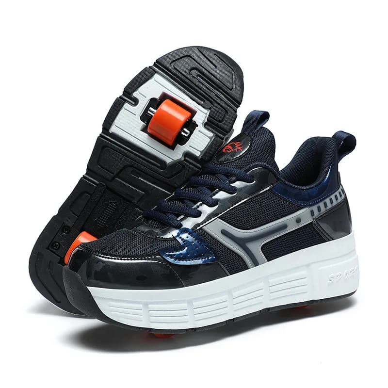 Chaussures à roulettes, roues rétractables en un clic, respirantes pour enfants, adolescents, garçons et filles