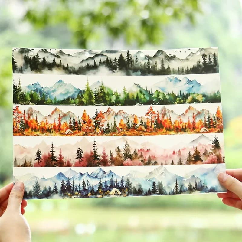 Ruban adhésif pour décoration de base européenne, 45mm x 2m, 1 rouleau, 2m, pour bricolage, scrapbooking, paysage, sentier de montagne, manuel, collage