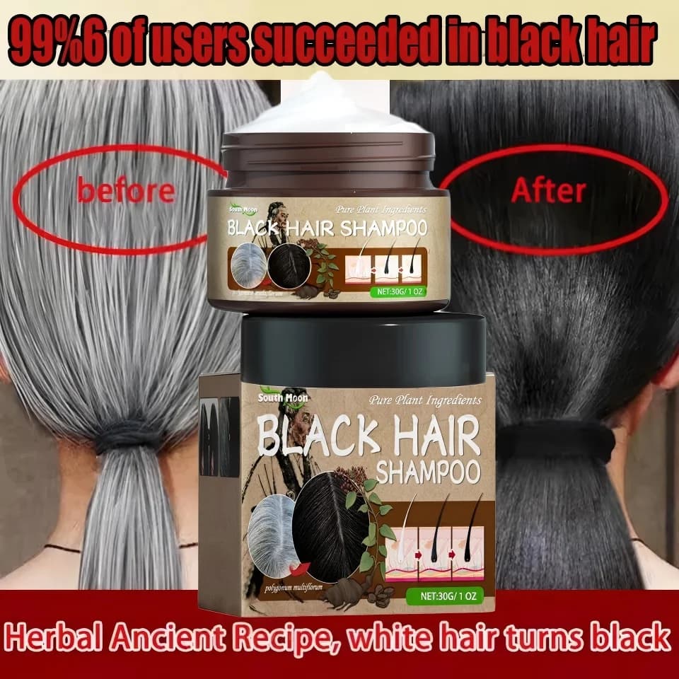 Shampooing Traitant Cheveux Gris Naturels et Blancs, Teinture Anti-Gris du Blanc au Noir, Anti-Chute, Nourrissant, Produits de Soin Capillaire pour Hommes et Femmes
