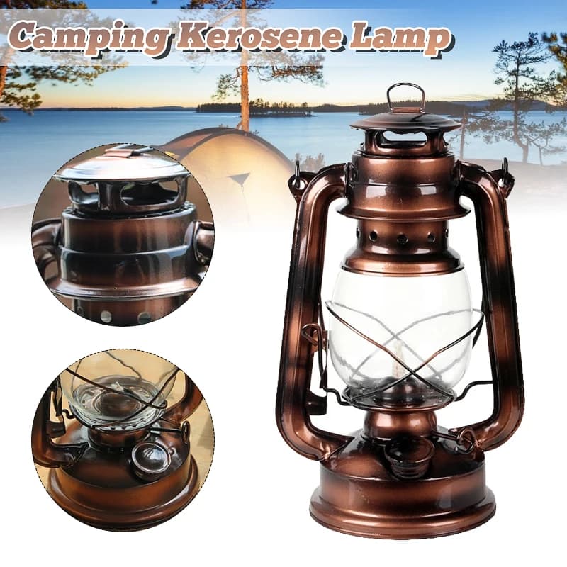 Lanternes rétro classiques en fer forgé, 23cm, mèche, lumières portables, lanterne à huile, Camping, randonnée, décoration de maison