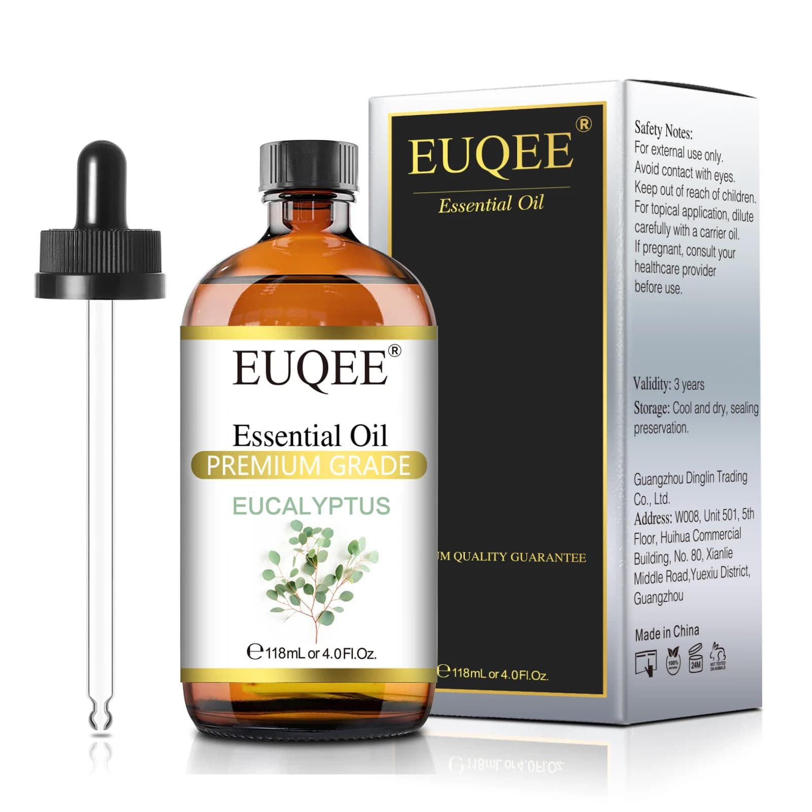 EUQEE 118ML huiles essentielles de lavande, jasmin, Eucalyptus, vanille, menthe poivrée, avec compte-gouttes en verre pour humidificateur, fabrication de bougies