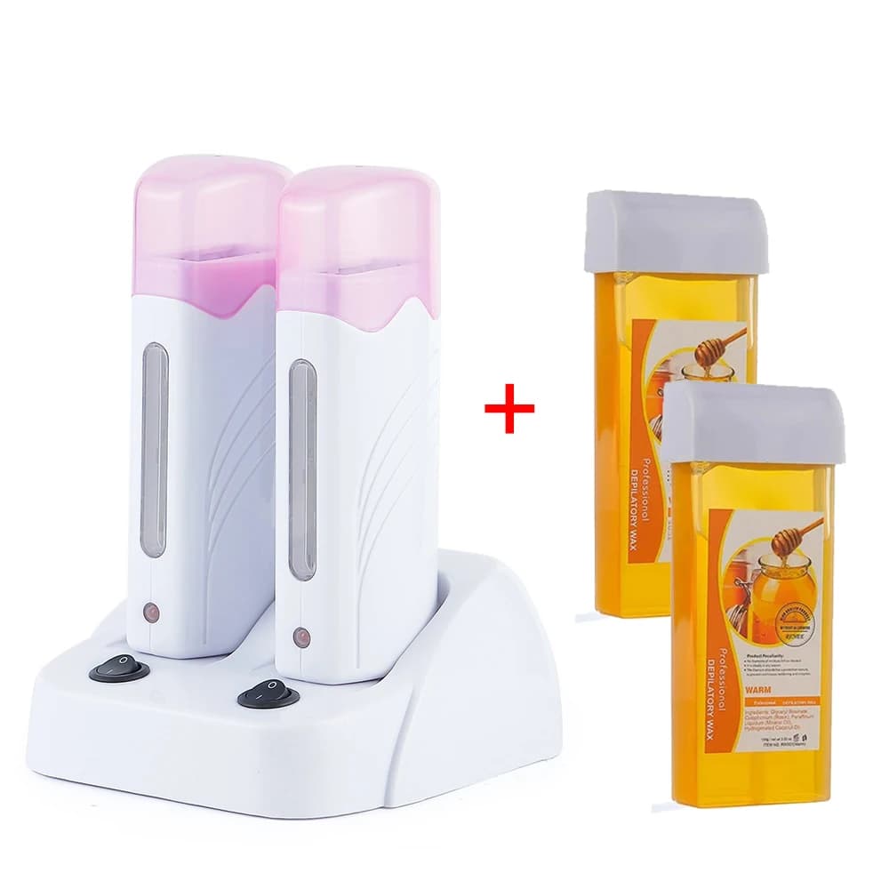 Chauffe-cire électrique portable pour épilation, double applicateur roll-on, pour hommes et femmes, usage domestique