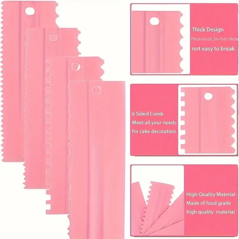 Ensemble de grattoirs à gâteaux 4 pièces, outils de glaçage plus lisses et de décoration de gâteaux pour crème au beurre, Fondant, biscuits, fournitures de cuisson professionnelles