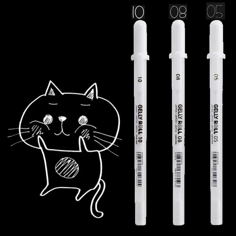 0.5mm 0.8mm 1.0mm Sakura Gelly rouleau Gel stylo couleur blanche haute lumière Marke stylo noir carton Art peinture stylo blanc ligne stylos