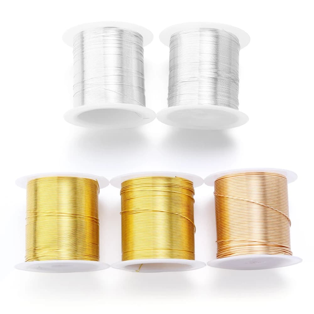 Fil de cuivre couleur or 15-100M/rouleau, pour bricolage, fournitures de fabrication de bijoux faits à la main, accessoires de bijoux, matériaux de perles, vente en gros