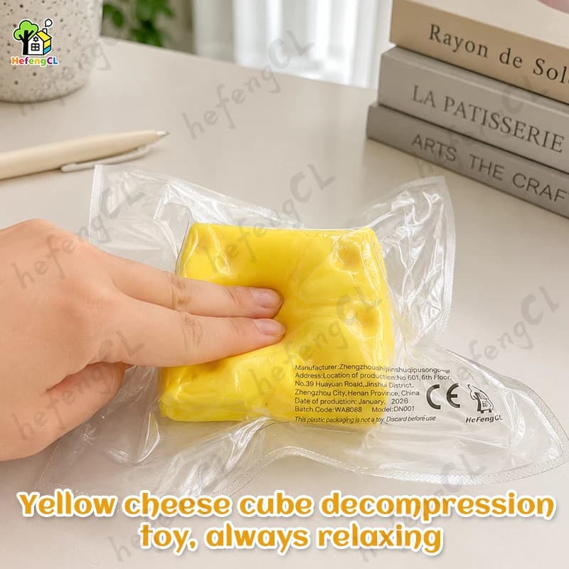 (HefengCL) Jouets sensoriels en forme de cube de fromage, jouets sensoriels doux à remontée lente, cadeaux idéaux pour le bureau, la salle de classe, les fêtes et les vacances