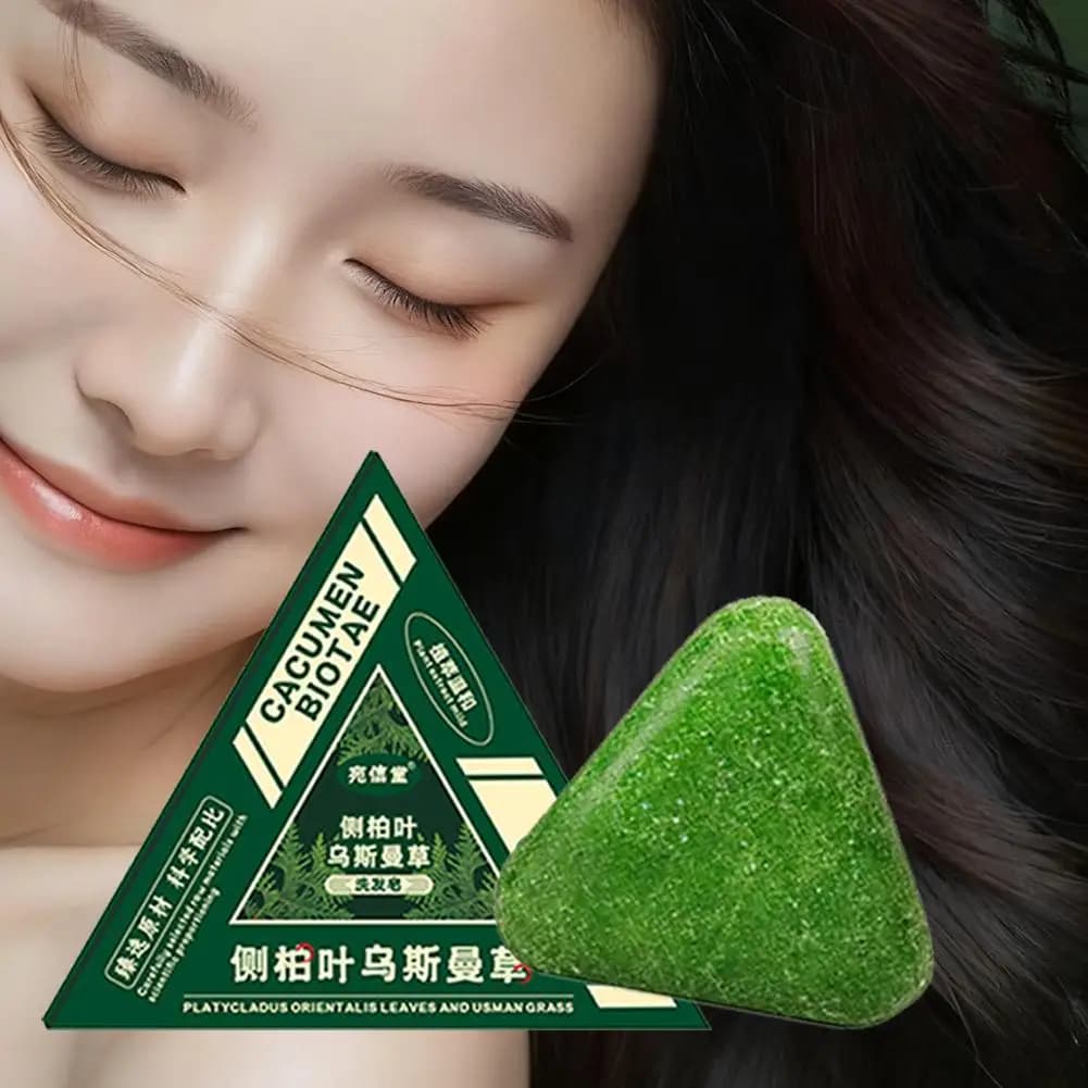 Savon artisanal Usman aux extraits de plantes, shampoing vert hydratant, nettoyant, pour le cuir chevelu, contrôle du sébum et épaississement des cheveux