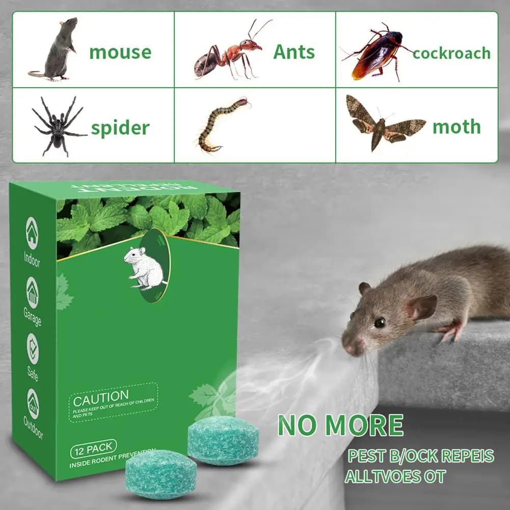 Répulsif pour souris domestique, pilules Anti-rat, huiles essentielles végétales, piège répulsif pour insectes en plein air, boule de camphre, 12 pièces