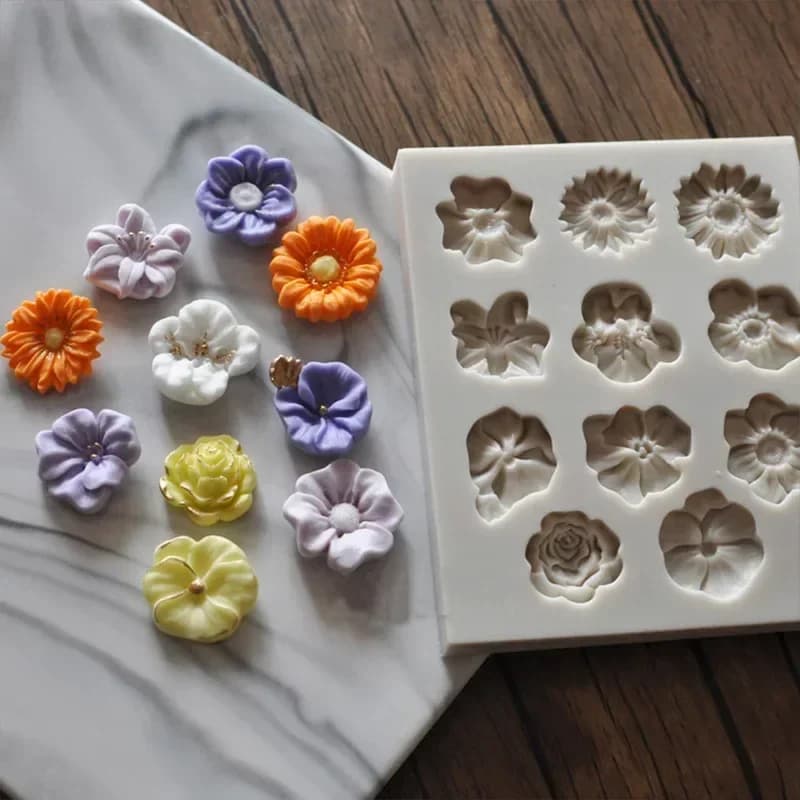 Mini moules créatifs mignons en forme de fleurs de roses de tournesol, moule en Silicone pour gâteau, différentes combinaisons de fleurs, outils de moule à chocolat à faire soi-même