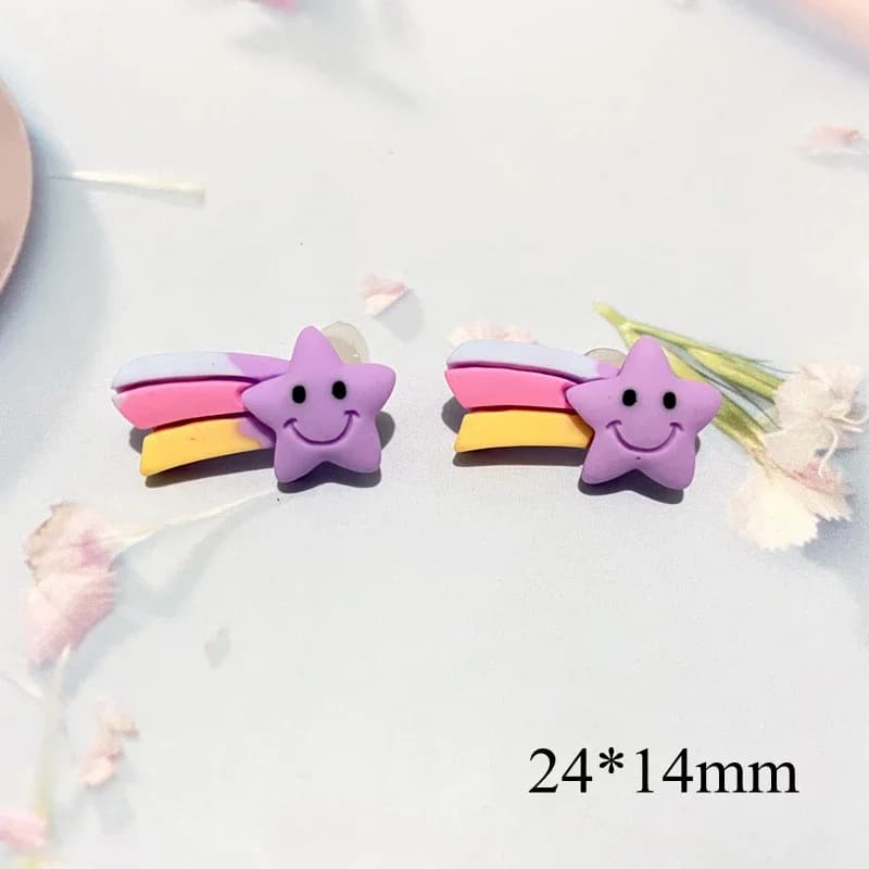 10 pièces arc-en-ciel fleur couronne nuage mignon planaire résine bricolage artisanat fournitures coque de téléphone décor à la maison matériel pince à cheveux accessoires