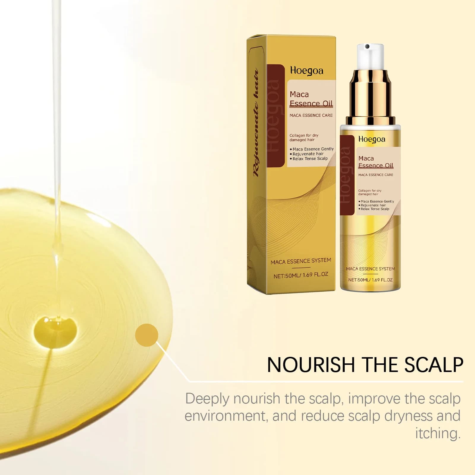 Hoegoa-Sérum de traitement pour le cuir chevelu, soin capillaire, contrôle de l'huile, lisse, nourrissant en profondeur, réparateur, endommagé, réduisant les frisottis, château, 50ml