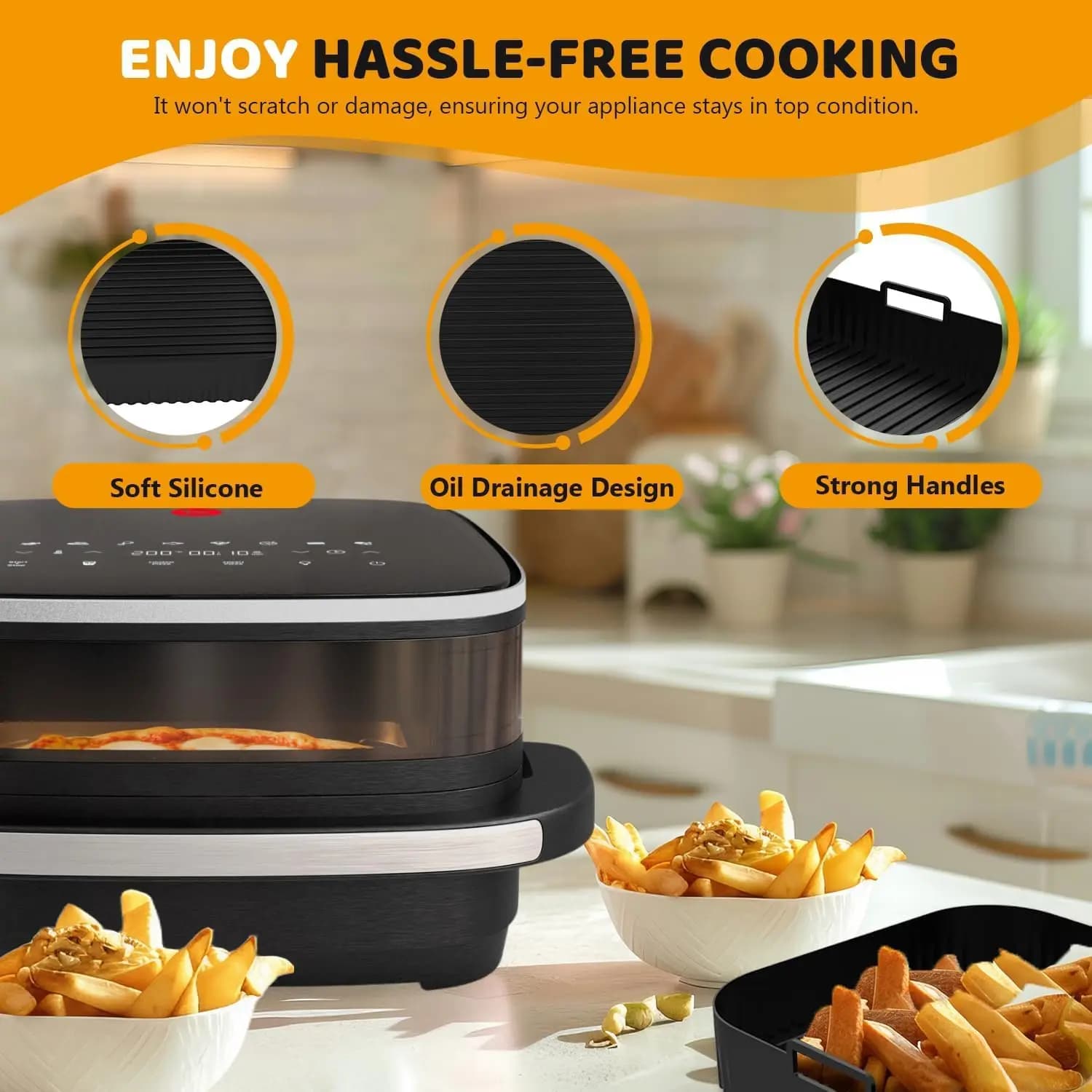 Moule de friteuse à air en silicone, moules en silicone pour friteuse à air pour surface Tefal Easy Fry XL, récipient de friteuse à air en plateau en silicone