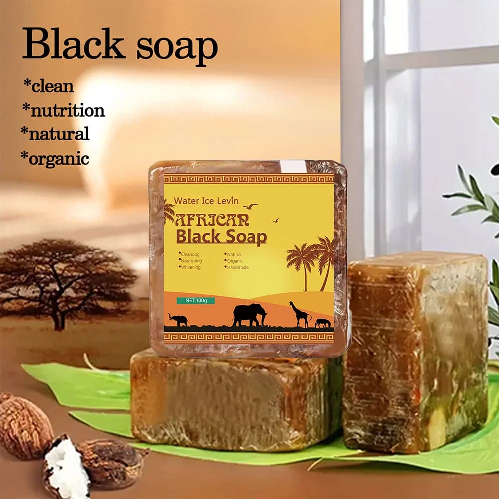 Savon noir africain traitement de l'acné nettoyage en profondeur exfolier le visage hydratant lissage de la peau