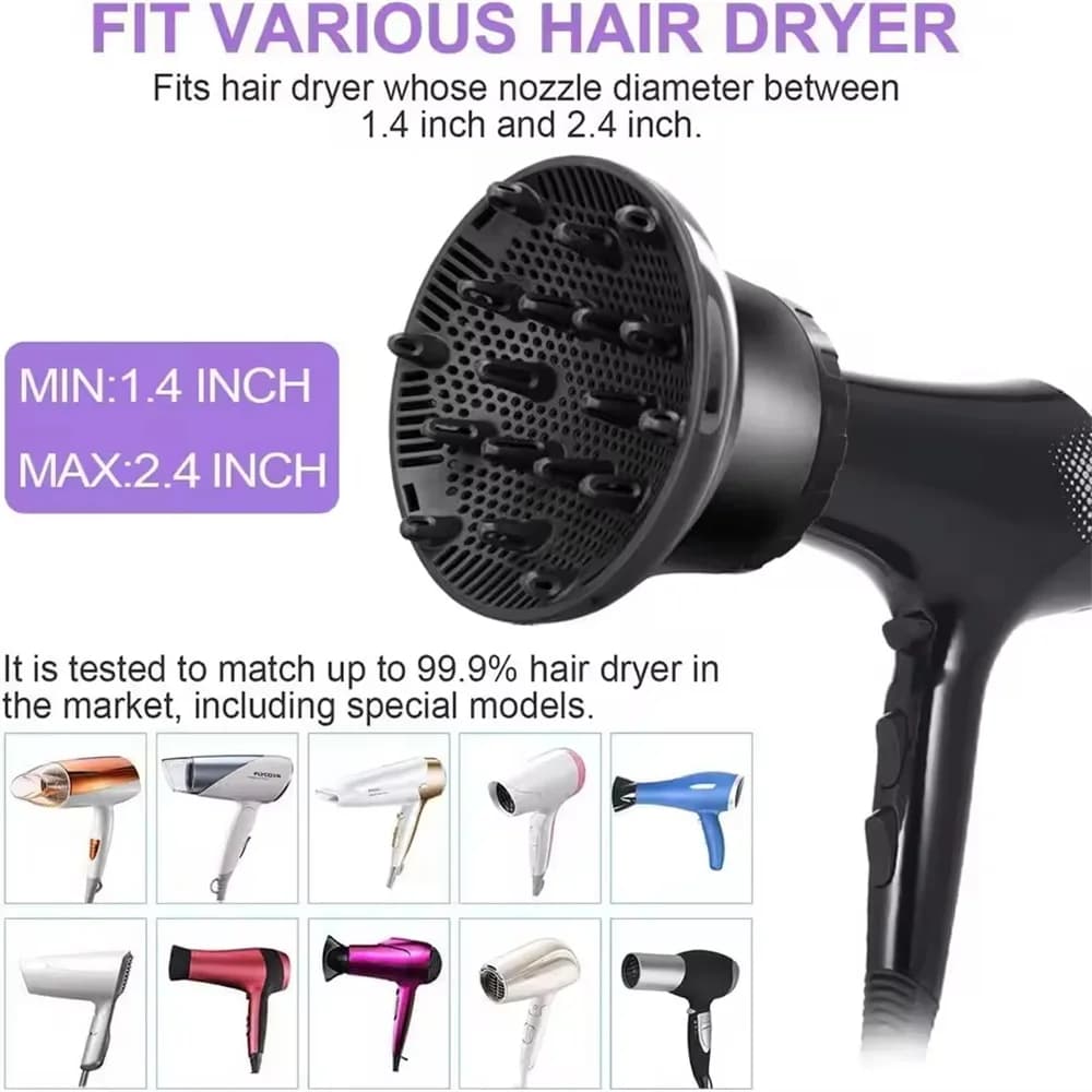 Diffuseur de cheveux universel Adaptable pour sèche-cheveux avec conception rotative cheveux bouclés grande capuche de vent forme fixe dispersant le vent