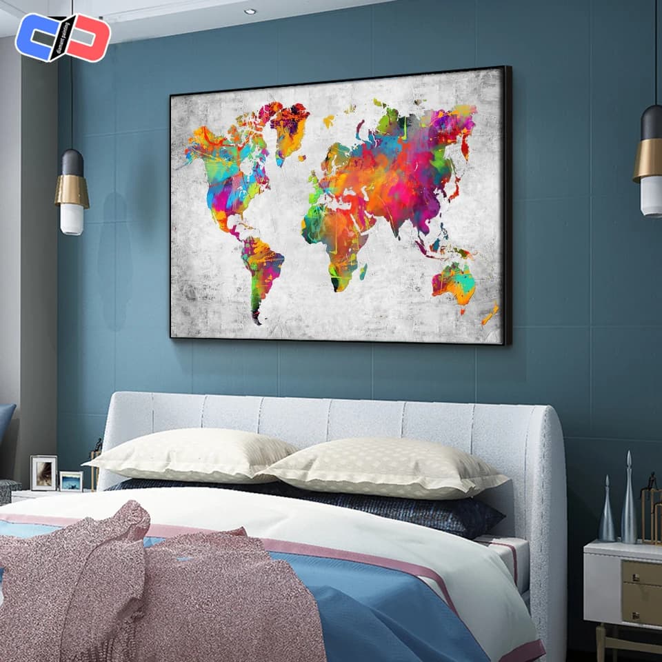 Peinture diamant carte du monde 5D à faire soi-même, broderie complète de diamants carrés ou ronds, mosaïque de paysage, image en strass, décoration d'intérieur, vente