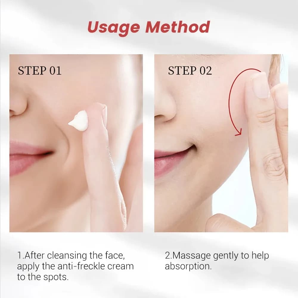 Crème Blanchissante pour Taches de Rousseur, Élimine les Taches Brunes, Anti-Taches et Vieillissement, Estompe la Pigmentation, Melasma, Sérum Éclaircissant pour la Peau, 20g