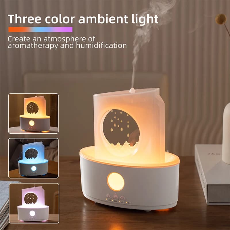Zen Rain Clouds Diffuseur d'arôme Humidificateur d'air ultrasonique Machine d'huile essentielle pour la décoration de bureau à la maison avec 3 lampes colorées