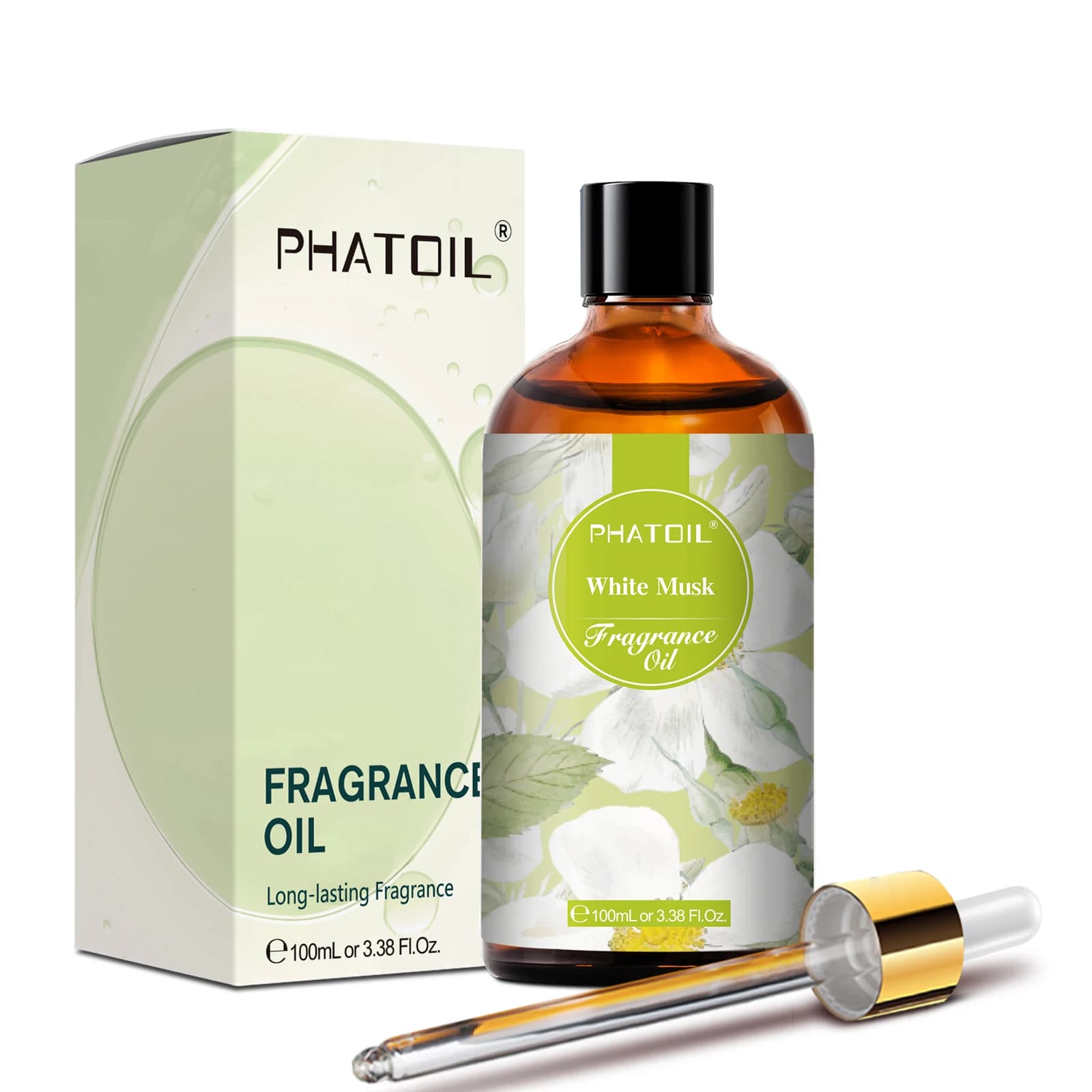 PHATOIL 100ml huile parfumée avec compte-gouttes musc blanc fleur d'oranger gomme à bulles bébé poudre café