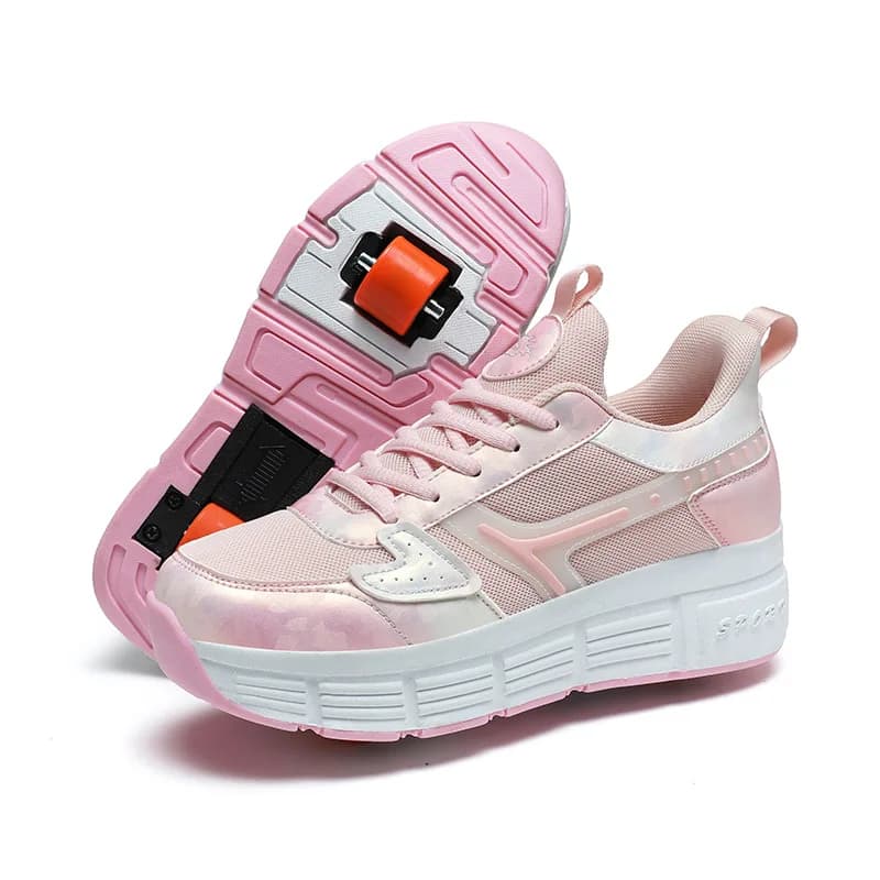 Chaussures à roulettes, roues rétractables en un clic, respirantes pour enfants, adolescents, garçons et filles