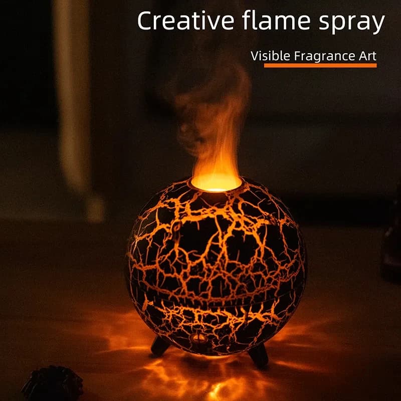 Nouveau Humidificateur d'air d'aromathérapie planète ultrasonique créatif 200ML USB Spray parfum diffuseur d'huile essentielle flamme de fissure colorée