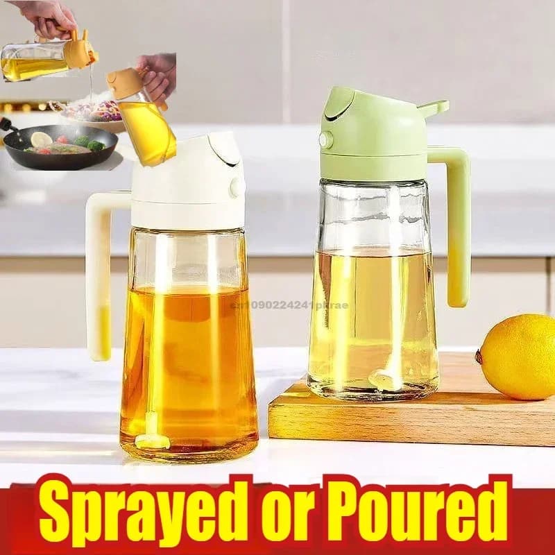 Distributeur d'huile de cuisine 2 en 1, Spray d'olive, grande bouteille d'huile résistante à la chaleur, Sauce soja, diverses bouteilles d'assaisonnement